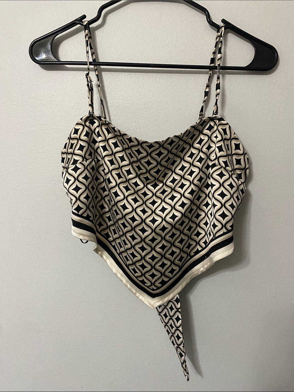 Garage Black & Cream Geometric Handkerchief Cami Top